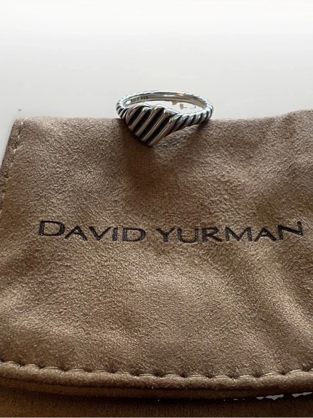David Yurman Sterling Silver Twisted Cable Signet pinky ring size 4.5